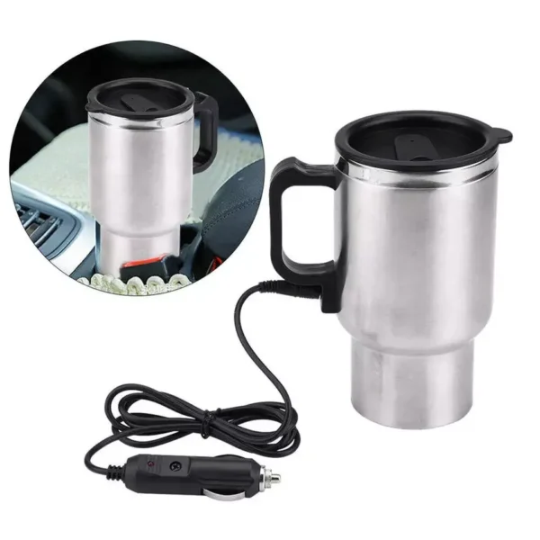 12 volts 450 ml heated travel mug coffee /tea/soup cup car charging electric kettle