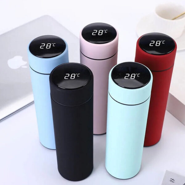 temperature display vacuum insulated water bottle thermo flask made of premium stainless steel coffee cup (random color)( 500ml )