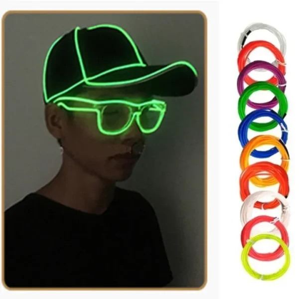 glowing wire led strip atmosphere light for diy flexible auto interior lamp party decoration lights neon strips(cell operated) (random color) - Image 4