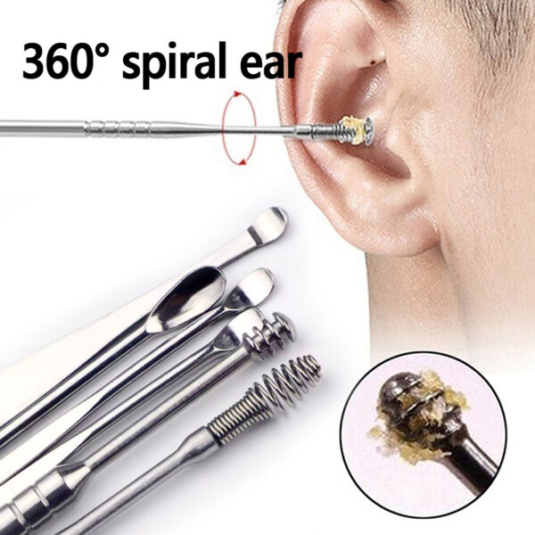 pack off 6  ear pick with storage bag dig ear wax remover cleaner care portable travel kit cleaner spoon - Image 3