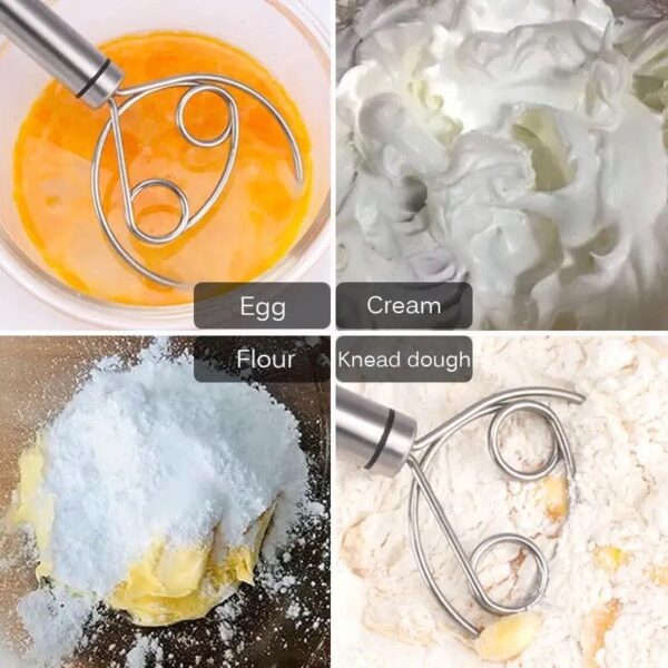 manual non stick steel flour cream  mixer beater | dough whisk mixer, kitchen baking blender tool - Image 8