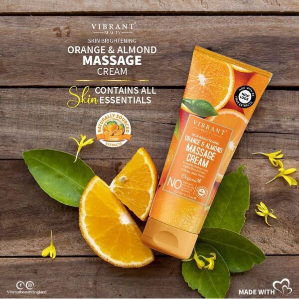 vibrant beauty brightening orange & almond massage cream (200ml) - Image 3