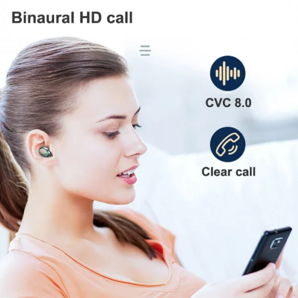 f9- tws bluetooth 5.0 rechargeable smart touch wireless earphones( black  color) - Image 9
