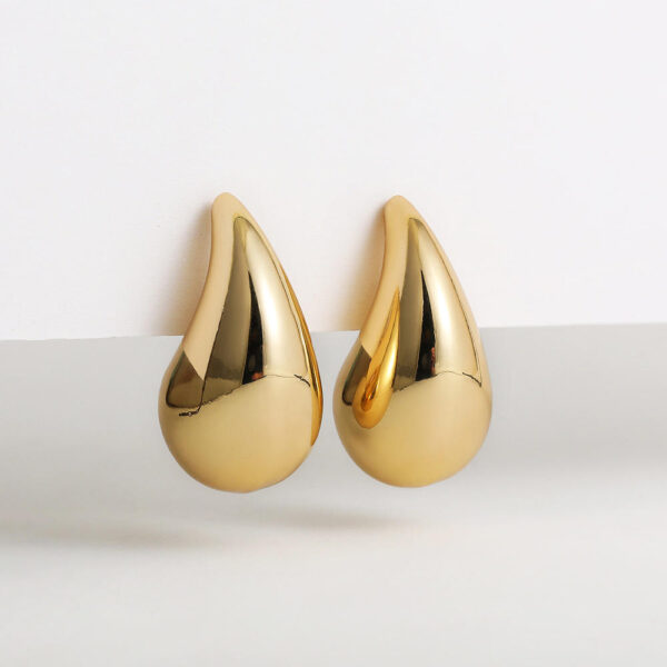 chunky dome drop earrings for women glossy thick teardrop earrings dupes lightweight hoops - Image 2