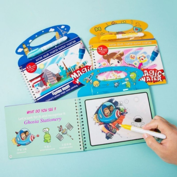 new magic water book painting drawing coloring board book magic water pen (random book ) - Image 3