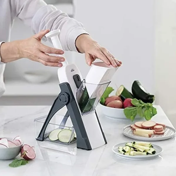 5 in 1 mandoline vegetable slicer food chopper, vegetable cutter, quick fruit dicer high quality (random color)
