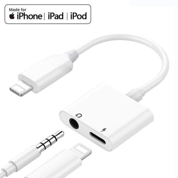 apple iphone connector lightning to 3.5mm earphone jack & mobile charging jack