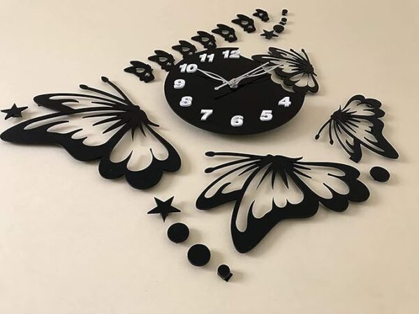 3d wall clock butterfly wooden wall clock - Image 2