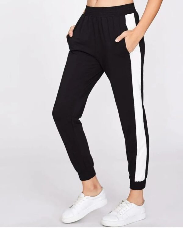 black trouser with neon / white stripes
