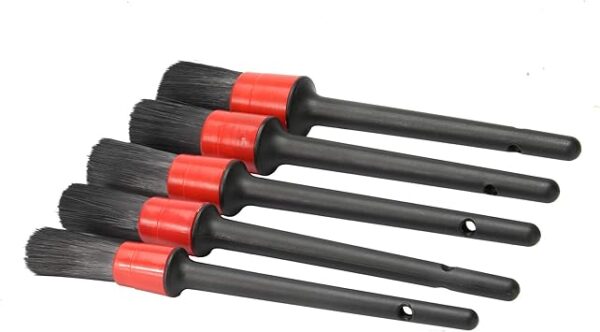 5 pcs car detailing brushes set of different sizes with hanging holder option