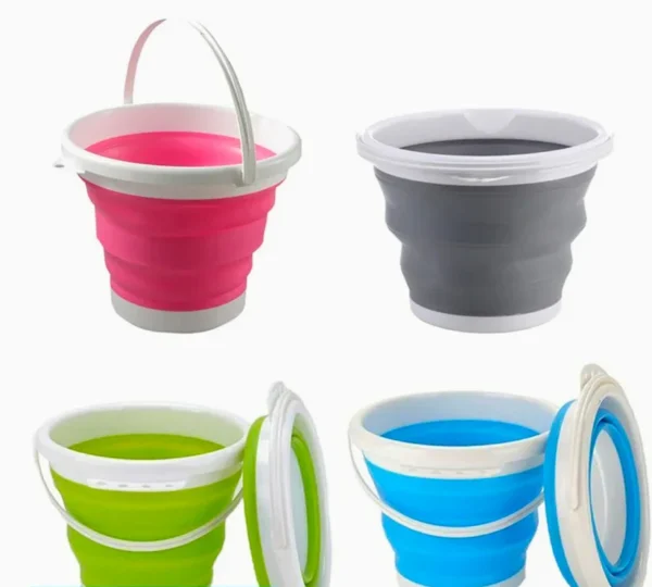 silicon folding bucket foldable bucket with handle 5 litre random color - Image 5