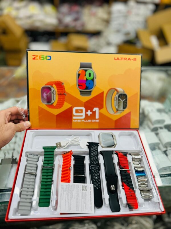 9+1 z60 ultra-2 big ips display 49mm 8+silicone case strap bt calling smartwatch always on display with ofitpro app silver - Image 2