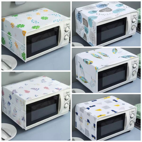 oven cover kitchen microwave cover waterproof oil dust double pockets microwave oven cover (random design) (made in pakistan)