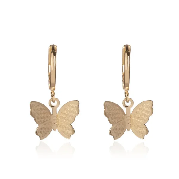 butterfly koren earrings | drop earrings simple butterfly shape pendant dangle hoop earring women girls - Image 4