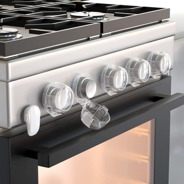 2 pc's stove knob lock baby safety stove gas knob covers & childproof oven lock, kitchen safety stove locks for babies & toddlers