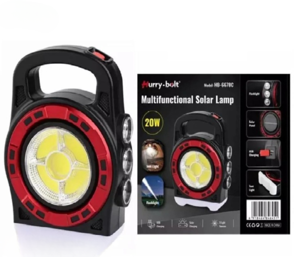 hurry - bolt multifunctional solar outdoor emergency light 20 watt (hb6678c)