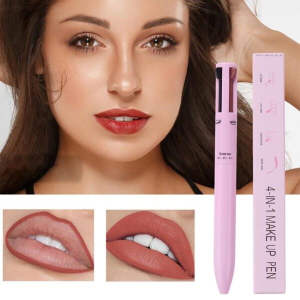 4 in 1 waterproof makeup pen eyebrow pencil long lasting easy lip color liner highlight lying silkworm eyeliner pen makeup tools (random color)