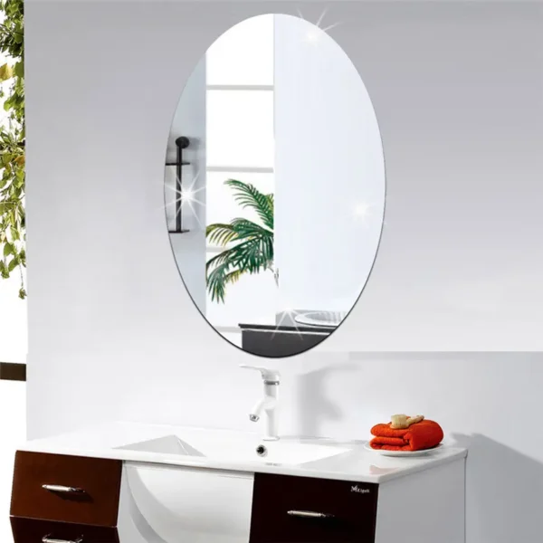 oval acrylic mirror wall sticker | oval bathroom house mirror acrylic wall stickers