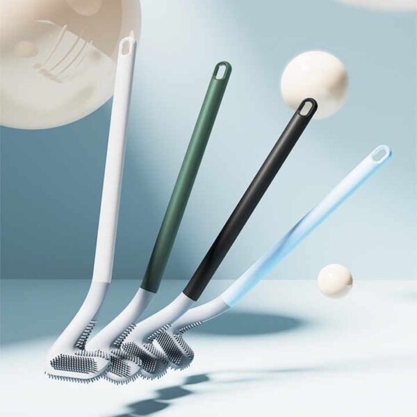 golf toilet brush | long handle silicone toilet brush, flexible silicone rubber toilet brush cleaning golf style | without box (random color)