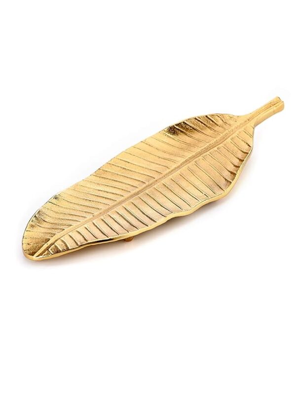 pure home and living small golden metal leaf centrepiece platter
