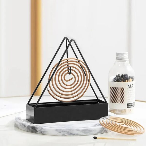1 pcs simple triangle-shaped iron mosquito coil holder creative hanging or standing incense burner only black - Image 2