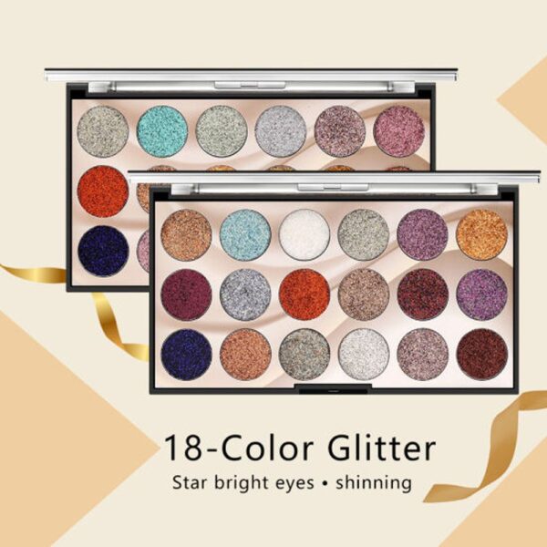 miss rose 18 colors sequins glitter powder high gloss pearly eye shadow palette - Image 2