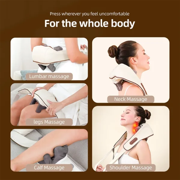 electric neck and shoulder massager wireless kneading neck and back massage pillow neck back relaxing massage shawl (random color) - Image 3