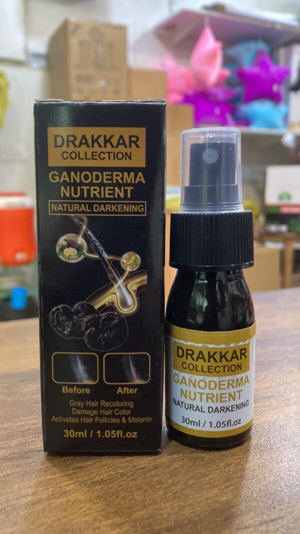 anti-greying hair spray , drakkar spray  for hair, organic ganoderma, inverted essence for grey hair, darkens your hair naturally without damaging (30ml) - Image 5