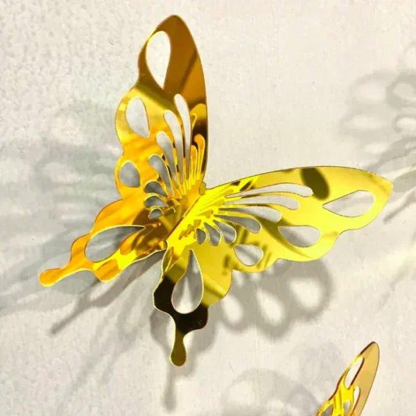 10 pcs 3d butterfly mirror acrylic wall art laser cut diy design decoration piece for home decor living room and kitchen - Image 3
