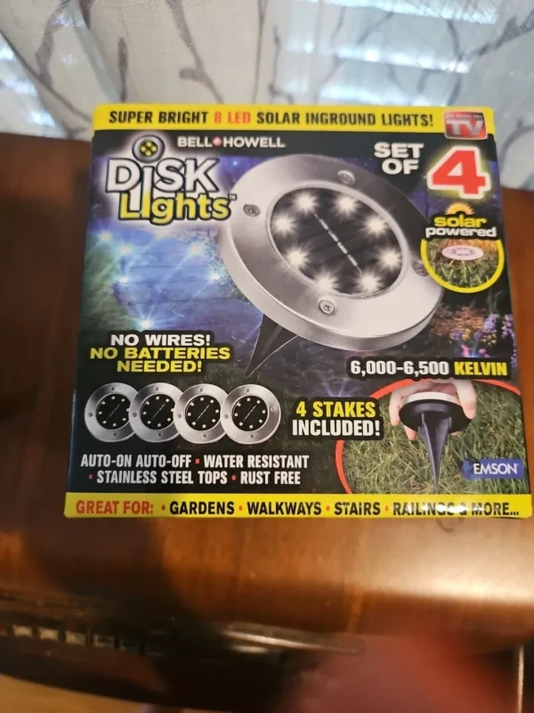 disk lights 8 led version solar powered auto on off outdoor lighting - Image 4