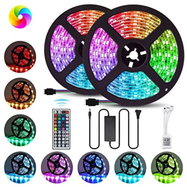 rgb led strip lights 5m wifi smart led light strip compatible with alexa,google home controlled by smart app - music sync led lights for bedroom decor, room decor, children's room - 5 m