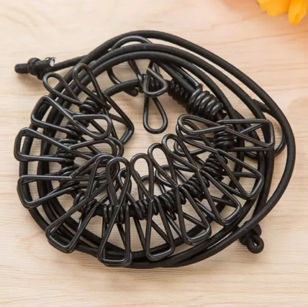 12 clips cloth line rope hang portable clothesline- elastic, windproof eco-friendly for travel  home use (random color) - Image 3