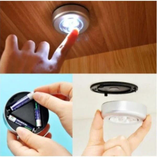 led tap light, stick on push button touch lights battery powered lights for closets, under cabinets, counters, bright wireless night light indoor tap touch lamp for kids