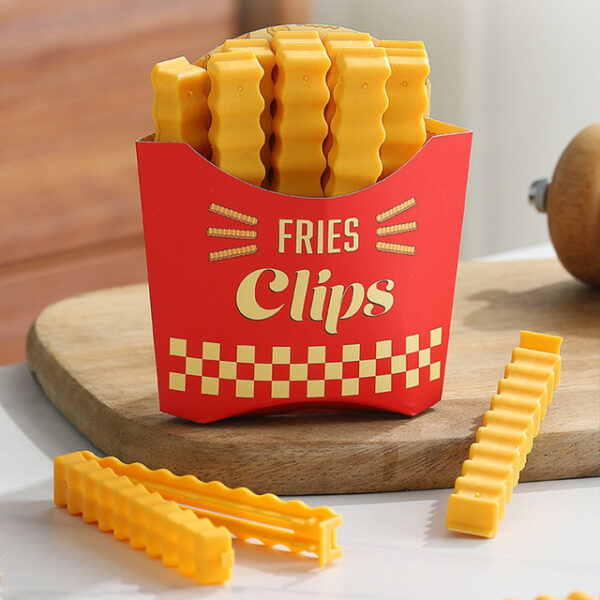 12 pcs set - creative french fries bag sealer with holder bag clips food seal clip keep fresh snack sealing clamp
