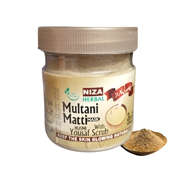 pack of 2 multani mitti with ark e gulab and husn- yousaf herbal ingredients (20g) - Image 4