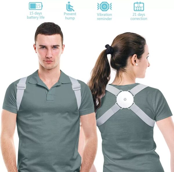 adjustable spine back support posture sensor belt chargeable