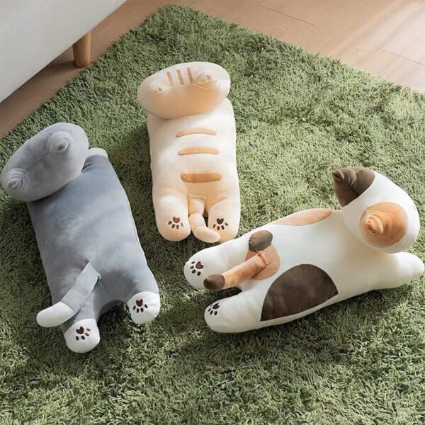 long cat plush pillow kitten gray white brown lovely cartoon  | fukufukunyanko plush cat cushion - 50cm (random color) - Image 6