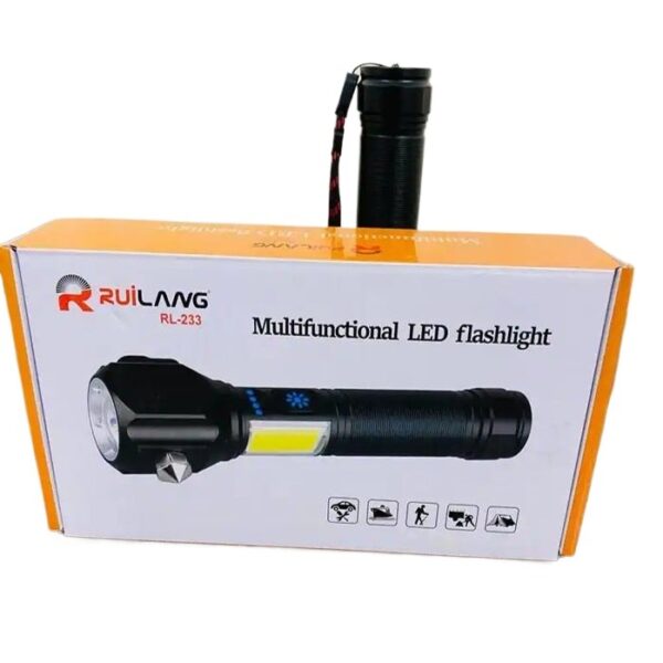 rl-233 multi-functional high power telescopic rechargeable torch with red & white led flashlight | power bank for policing, hiking, camping | random color