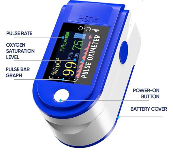 pulse oximeter fingertip monit blood oxygen saturation (spo2) and pulse rate monitors- portable single color led display [battery included] - Image 4