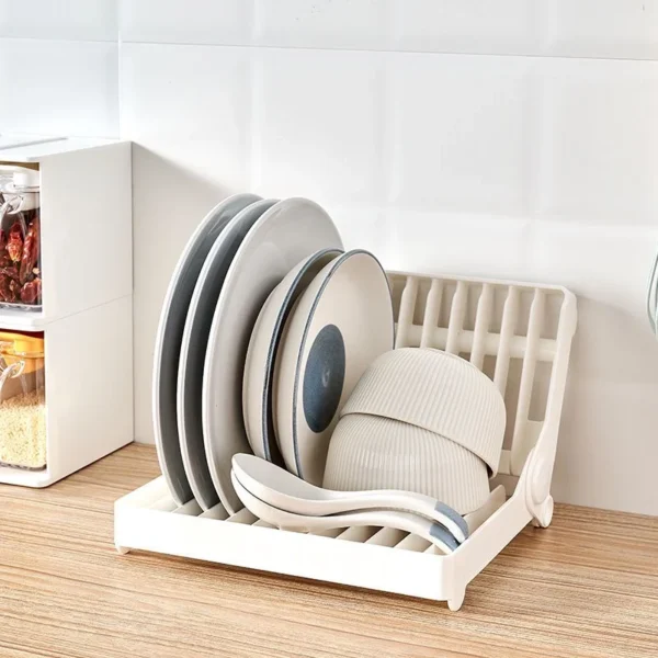 small kitchen foldable dish plate drying rack | multipurpose space saving storage organizer plastic rack (random color)