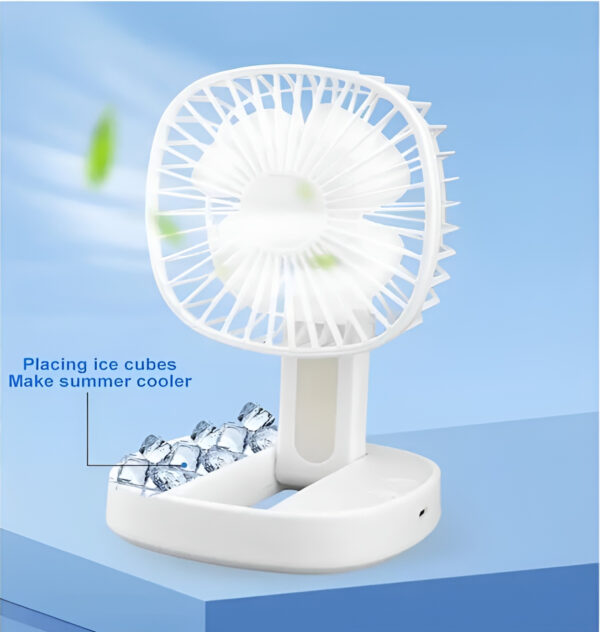 mini usb rechargeable fan desktop foldable with led light | 3 speed adjustable for household bedroom for office home cooling (random colors)