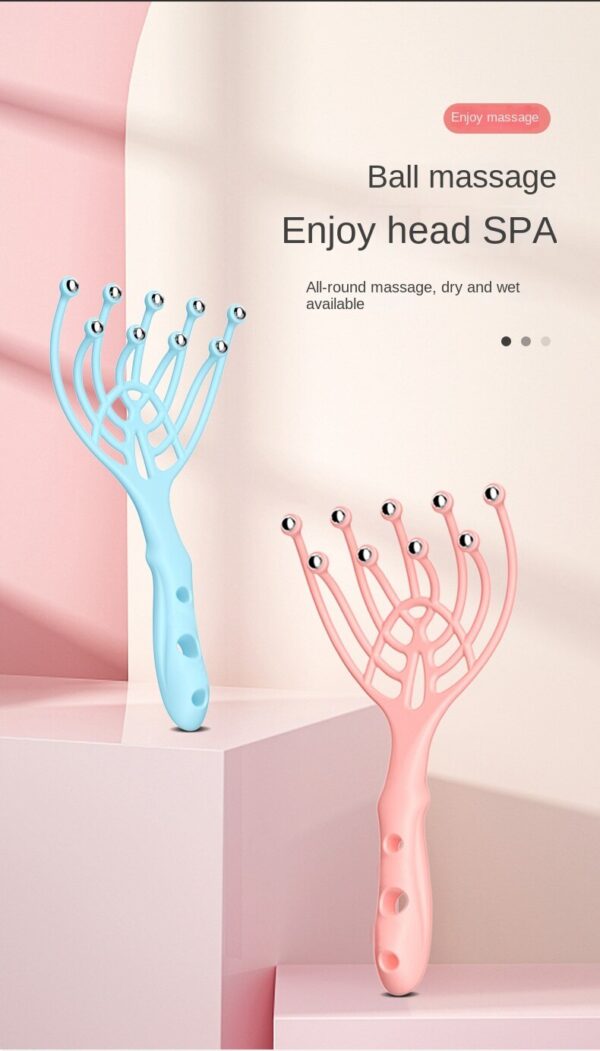 head massager comb exercise balls roller scalp hand held scalp reduce stress fatigue relax blood circulation  (random color) - Image 8