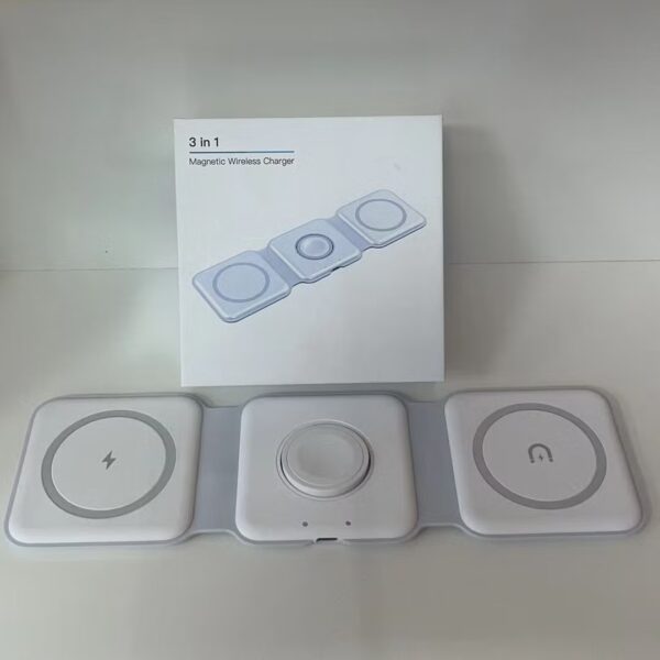 15w 3 in 1 magnetic wireless charger phone induction fast charging stand for phone