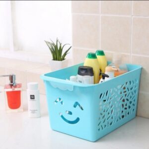 smile basket without cap pack off 3 | storage organizer basket |  multipurpose baskets for kitchen, home, office & bathroom (random color)