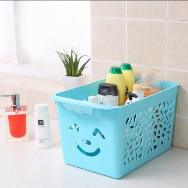 smile basket without cap pack off 3 | storage organizer basket |  multipurpose baskets for kitchen, home, office & bathroom (random color)