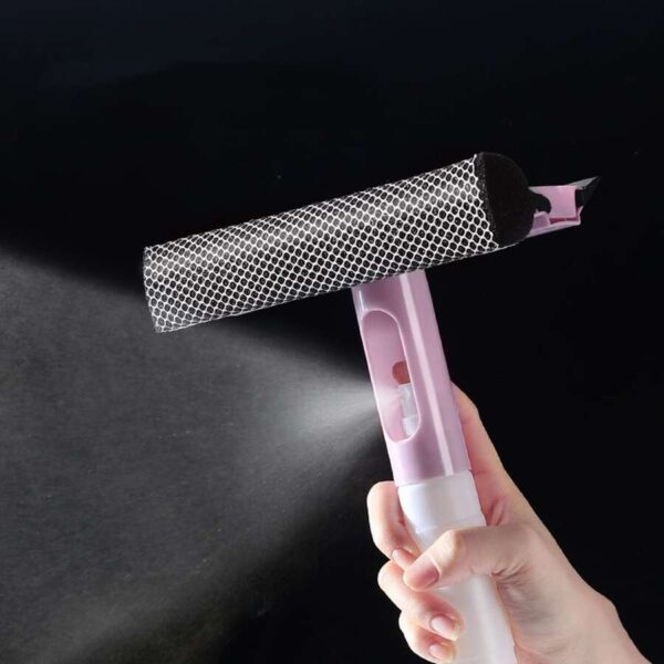 3 in 1 spray, sponge and wipe multifunctional glass cleaning brush wiper for car, bathrooms, kitchens, and living rooms (random color) - Image 3