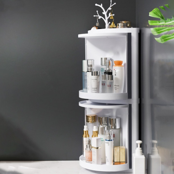 360° rotatable corner bathroom storage organizer dustproof cosmetic cabinet(random color) - Image 4