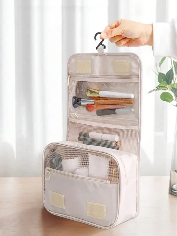 hanging travel toiletry bag waterproof travel makeup cosmetic organizer (random color) - Image 3
