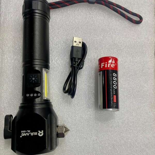 rl-233 multi-functional high power telescopic rechargeable torch with red & white led flashlight | power bank for policing, hiking, camping | random color - Image 9