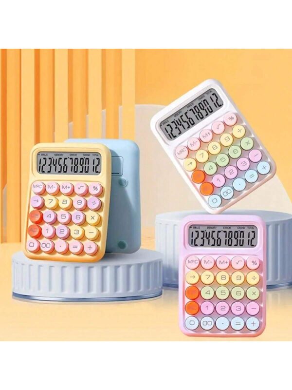 colorful mechanical keyboard calculator, big button lcd display, handheld (random color)cell operated - Image 3